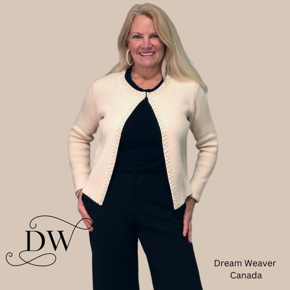 Cardigan with Pearl Trim | Cream - Picture 1 of 7